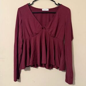 Good Days Project Burgundy V-Neck Blouse